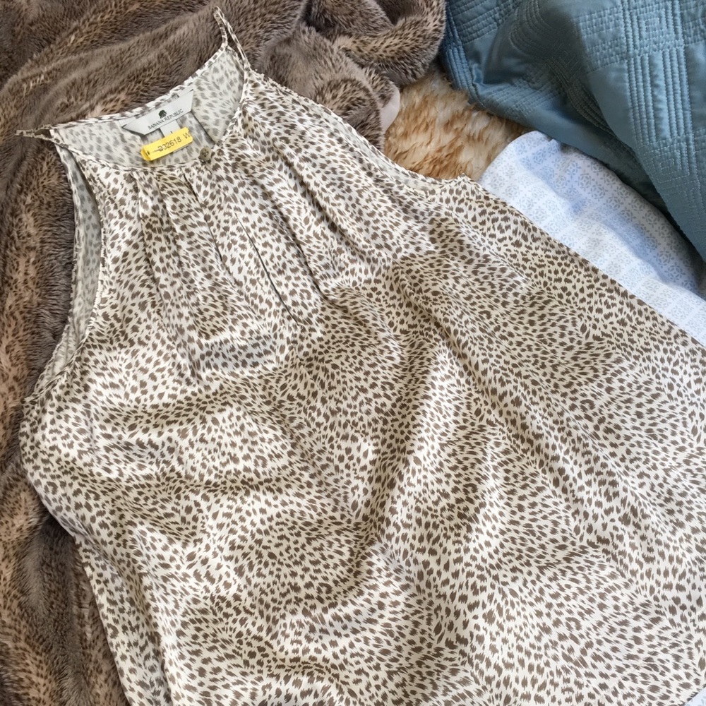 Leopard like pattern cream and brown silk halter